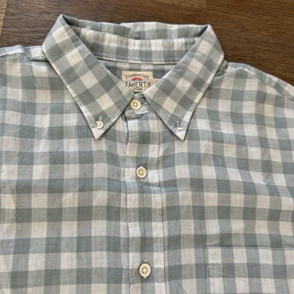 Faherty Shirt Mens XL Blue Checkered Button Up Long Sleeve Business Casual FLAW - Picture 5 of 8